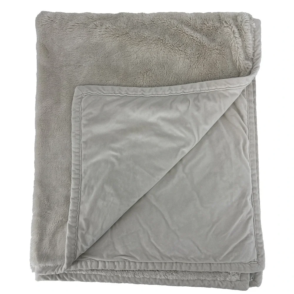 Pottery‎ Barn Faux Fur Cozy Plush Reversible Throw Blanket 50x60in Cream Ivory